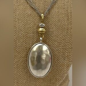 Lucky Brand  pendant and chain. 2 for 1!!! 2 tone  1 side gold 1 side silver